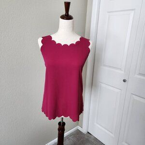 Women's Pink Sleeveless Shell Scalloped Edge Detail Top Size S